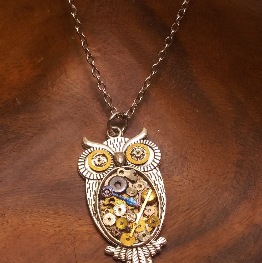 Clock Works Owl Pendant Necklace